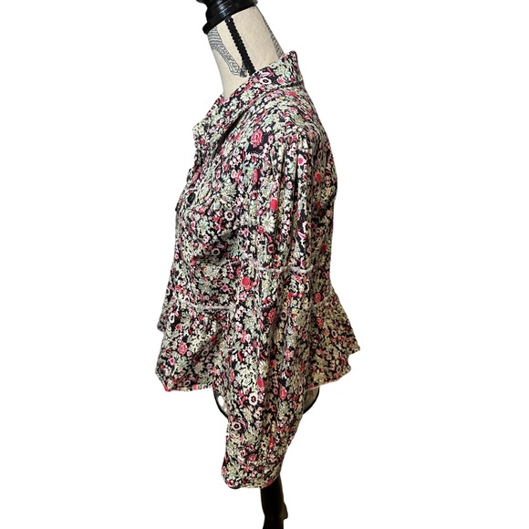 New Cinq A Sept, Party Print Lizzie Jacket, Garden Floral Peplum, Size 4 - Picture 4 of 13